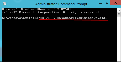 RD /S /Q %SystemDrive%Windows.old