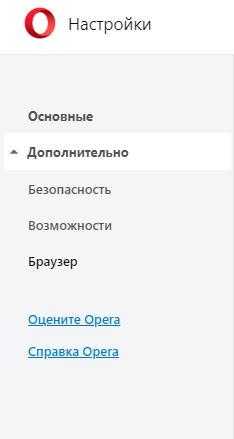 Дополнительные настройки Opera