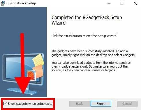 Конец загрузки 8GadgetPack