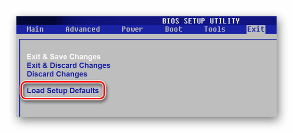Пункт Load Setup Defaults БИОС