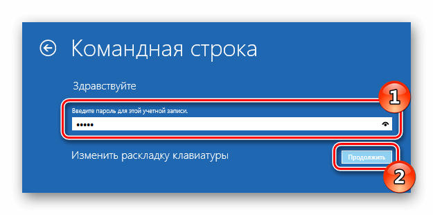 Ввод пароля среда восстановления Windows 10