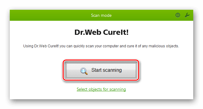 Интерфейс Dr. Web CureIt