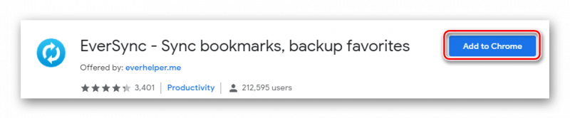 Расширение EverSync в магазине Chrome 