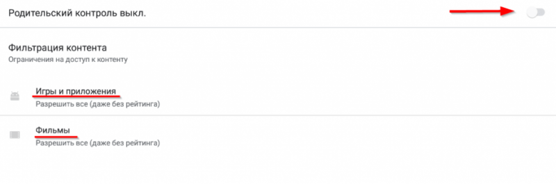родительский контроль в плей маркете 