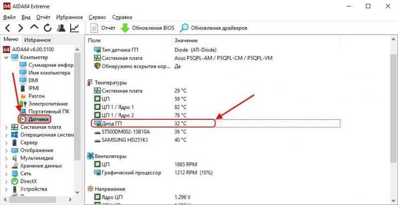 Как узнать температуру видеокарты в AIDA64