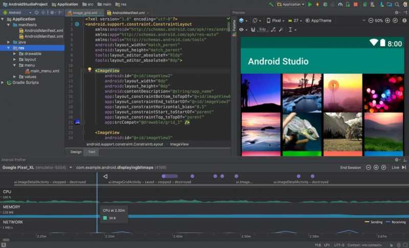 Главное окно Android Studio