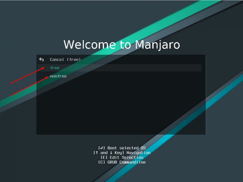 Выбор драйверов в процессе установки дистрибутива Manjaro Linux