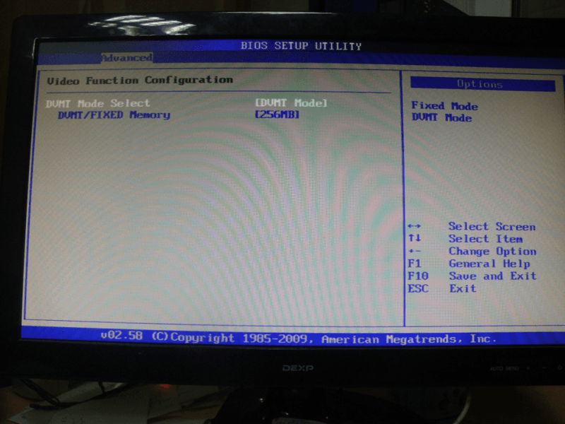 Функционал BIOS по видео в разделе Advanced