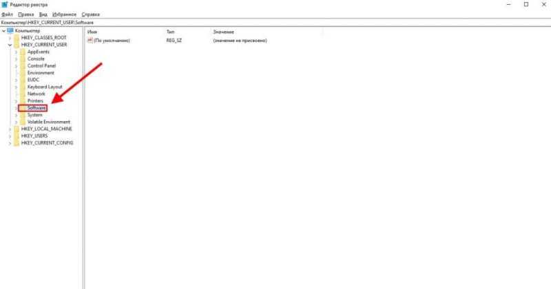 каталог SoftWare в редакторе реестра