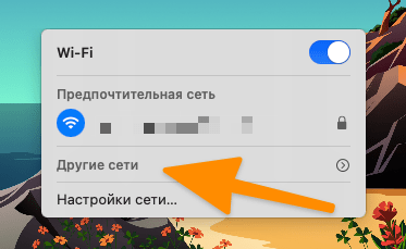 Выбираем в списке сетей ту, которая поддерживает подключение на частоте 5 ГГц