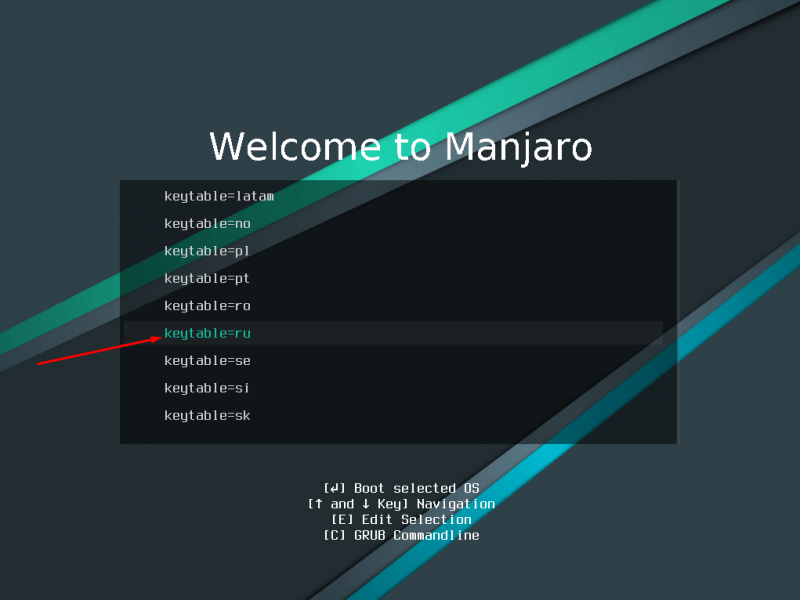 Установка раскладки клавиатуры во время установки дистрибутива Manjaro Linux