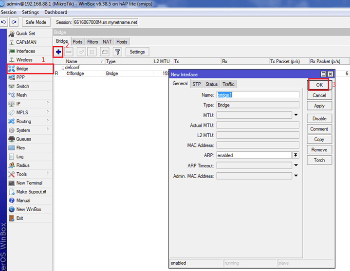 Создание виртуального моста в роутере Mikrotik