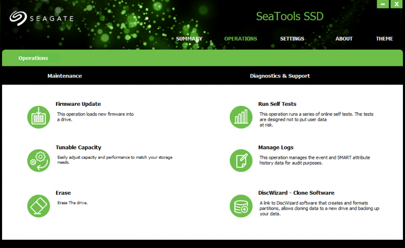 Интерфейс программы Seagate Sea Tools