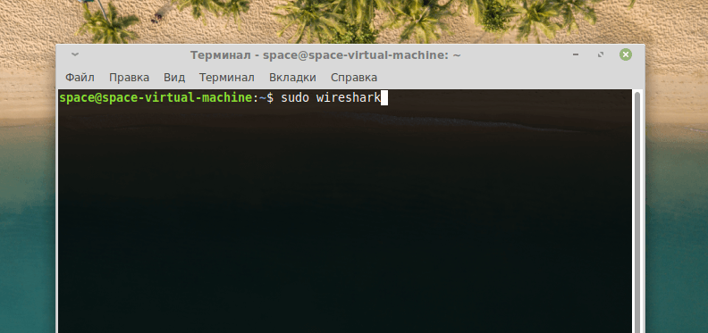 Команда для запуска программы Wireshark