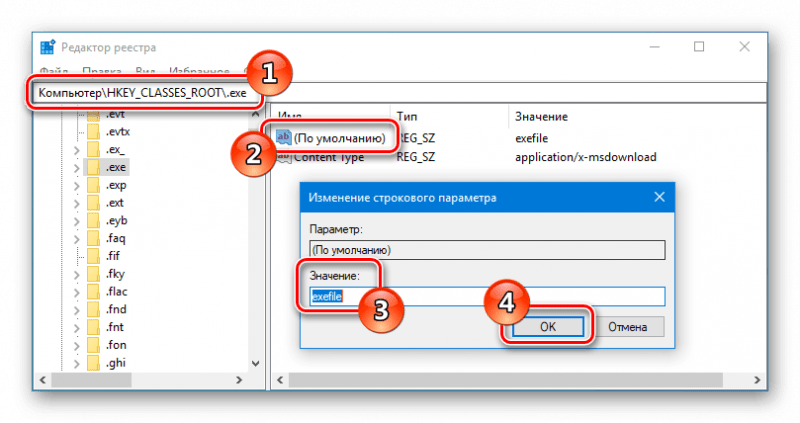 HKEY_CLASSES_ROOT.exe Редактор реестра