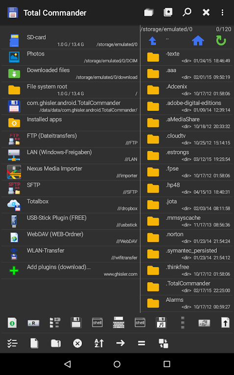 диспетчер управления файлами Android Total Commander