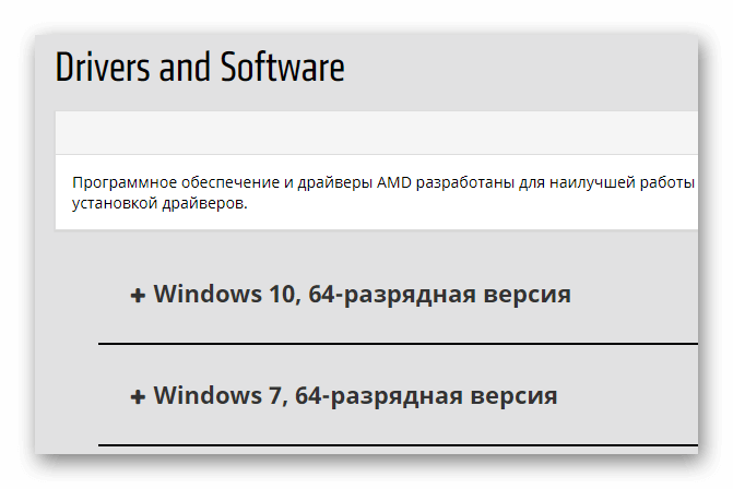 Загрузка драйвера видеокарты AMD Выбор версии Windows