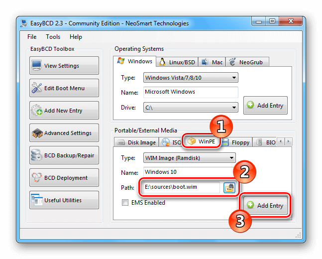 easybcd winpe boot.wim