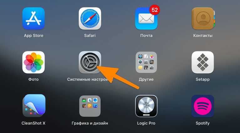 Открываем системные параметры через Launchpad или Dock