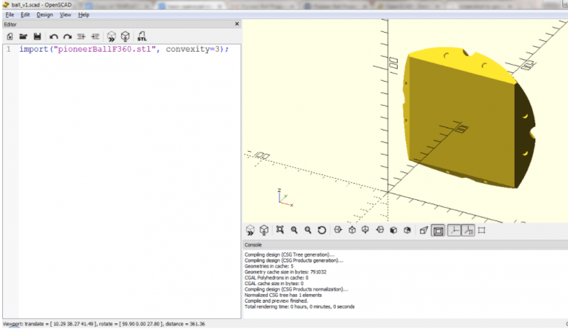 Интерфейс программы OpenSCAD