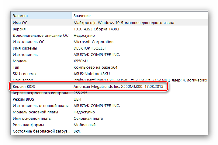 Msinfo Версия BIOS