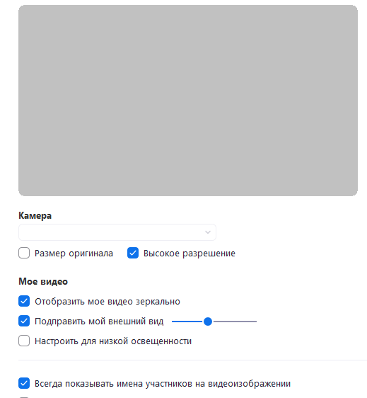 настройка видео в zoom