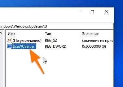 Параметры в папке WindowsUpdate