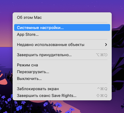 выбираем пункт Системные настройки