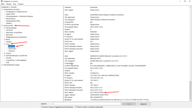 Как найти MAC-адрес своего компьютера в «Сведениях о системе»