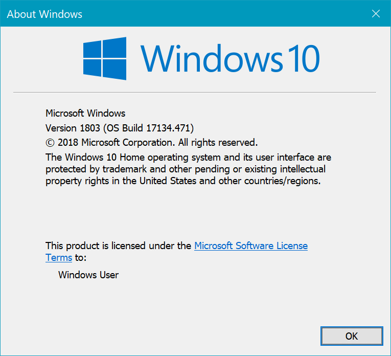 Версия и сборка Windows 10