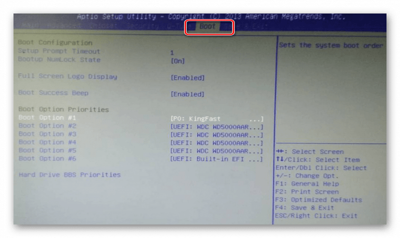 Изменение приоритет загрузки в BIOS