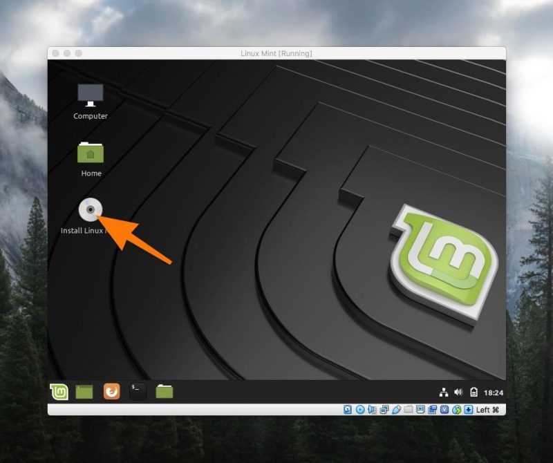 Рабочий стол Linux Mint в Live-режиме